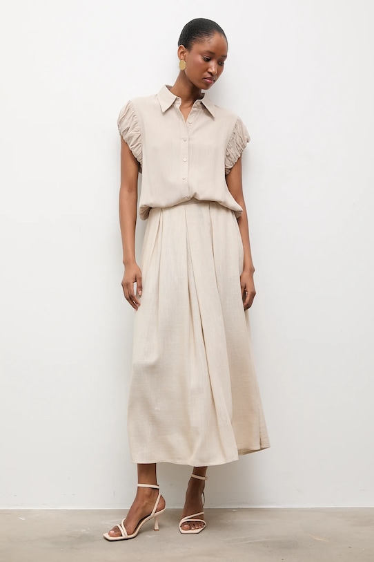 Λινή φούστα Answear.LAB WS26-SDD015 μπεζ WS26