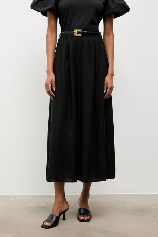 Λινή φούστα Answear.LAB casual μαύρο WS26-SDD015