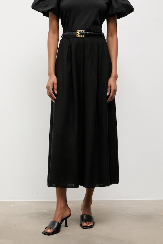 Λινή φούστα Answear.LAB casual μαύρο WS26-SDD015