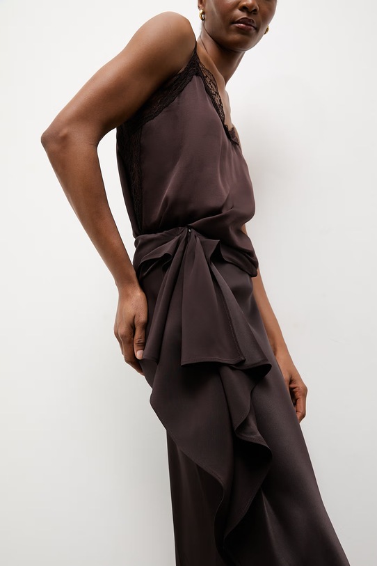 Answear.LAB spódnica asymetryczna brązowy WS26-SDD019