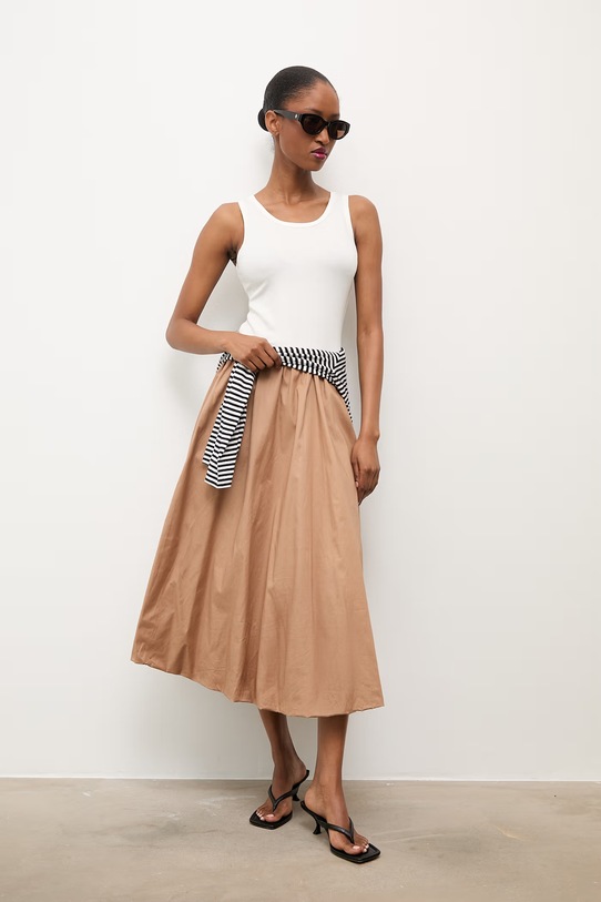 Answear.LAB spódnica bombka bawełniana brązowy WS26-SDD026