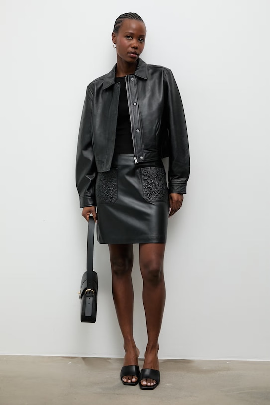 Answear.LAB Gonna in pelle ANNIE ANNIE nero WS26