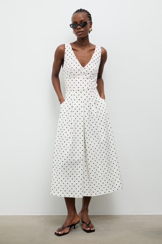 Answear.LAB spódnica plisowana bawełniana z elastanem 95119.iak beżowy WS26