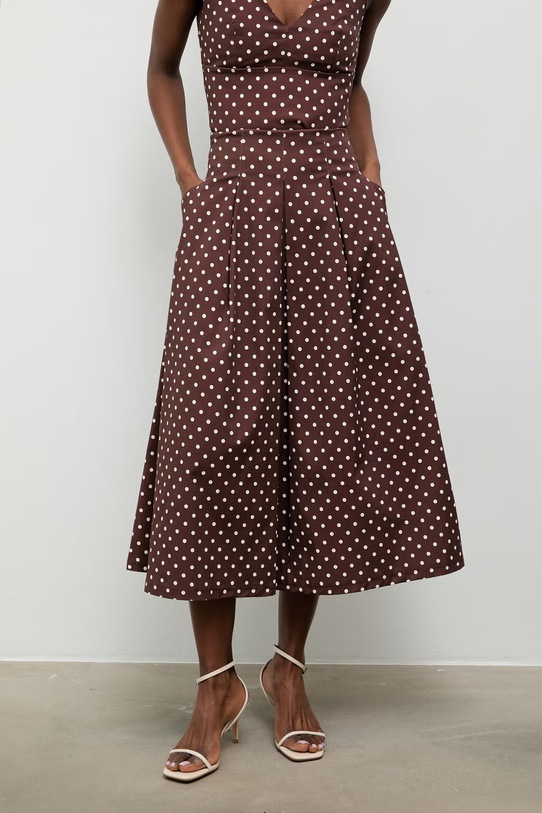 Answear.LAB spódnica plisowana bawełniana z elastanem brązowy 95119.iak