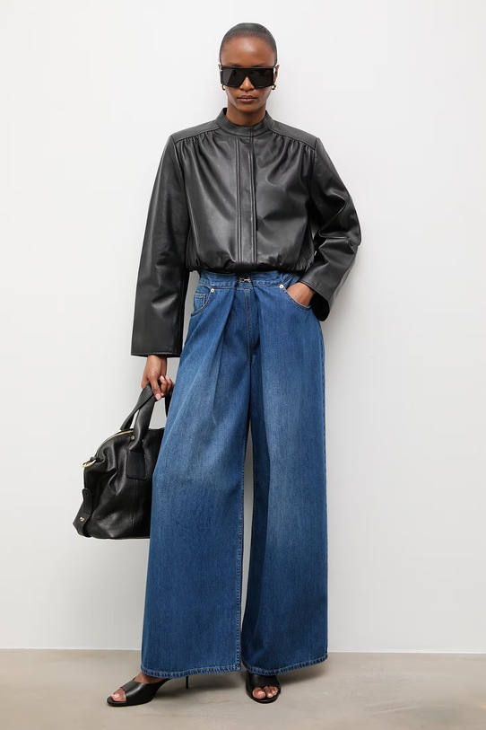 Answear.LAB jeansy wide leg damskie WS26-SJD008 granatowy WS26