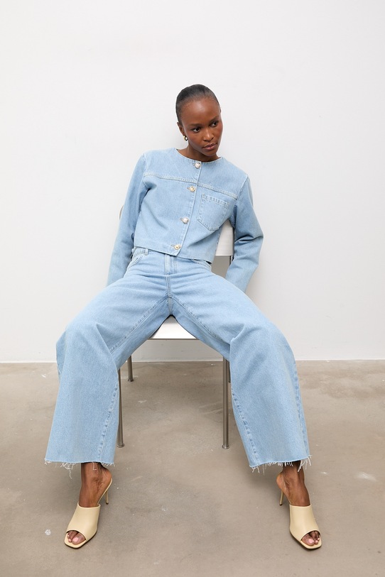 Answear.LAB jeansy wide leg damskie niebieski WS26-SJD009