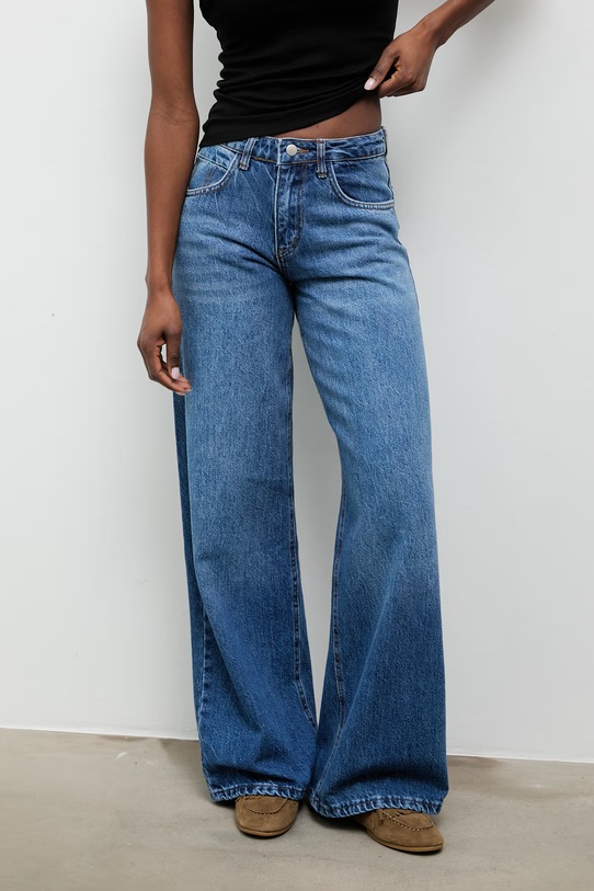 Answear.LAB blugi wide leg de damă albastru sng.zdn3.tok