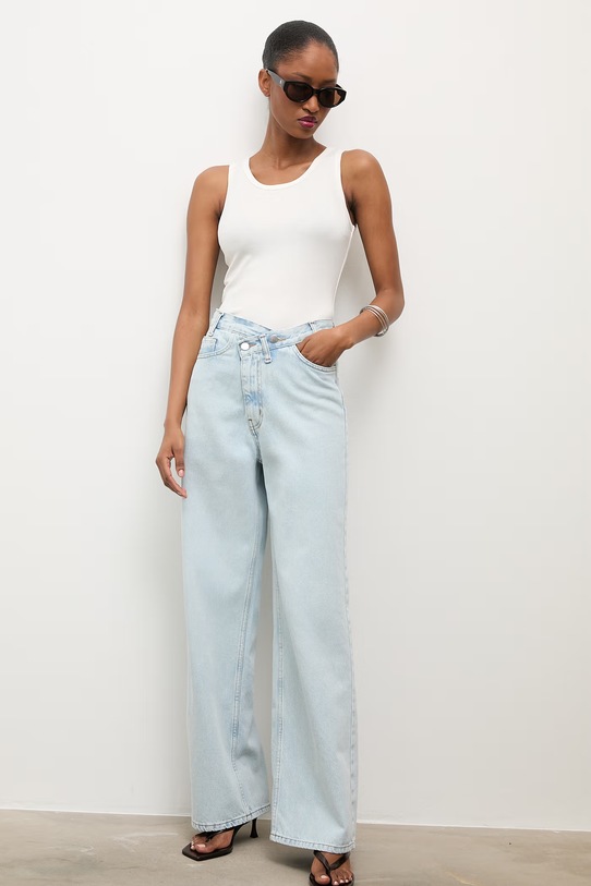 Answear.LAB jeansy wide leg damskie WS26-SJD027 niebieski WS26