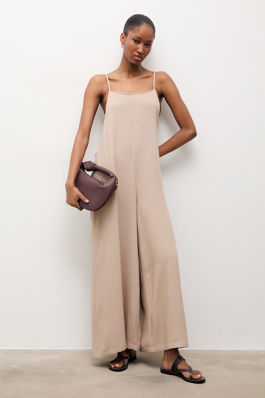 Answear.LAB kombinezon z domieszką lnu Q1033.hak beżowy WS26