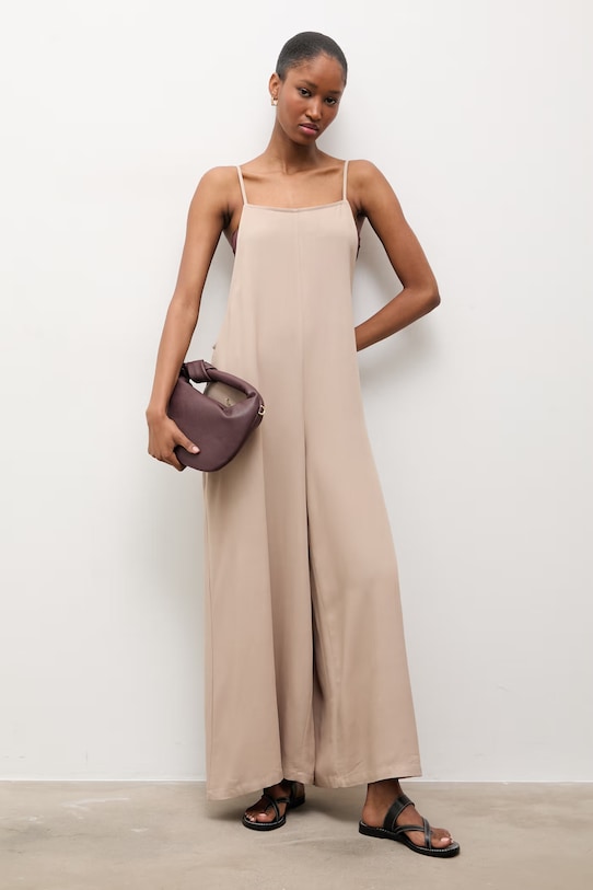 Answear.LAB kombinezon z domieszką lnu Q1033.hak beżowy WS26