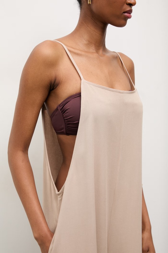 Answear.LAB kombinezon z domieszką lnu Q1033.hak beżowy