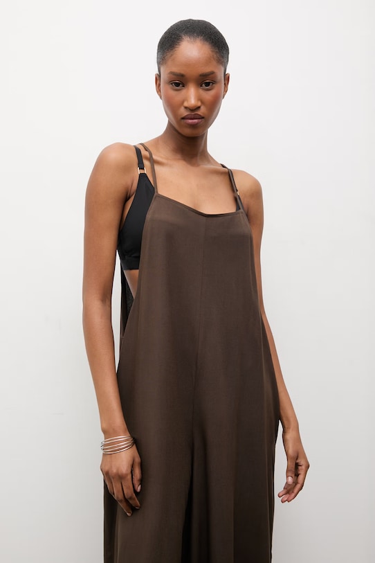 Answear.LAB kombinezon z domieszką lnu brązowy Q1033.hak