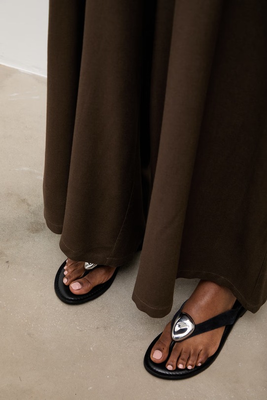 Answear.LAB kombinezon z domieszką lnu Q1033.hak brązowy