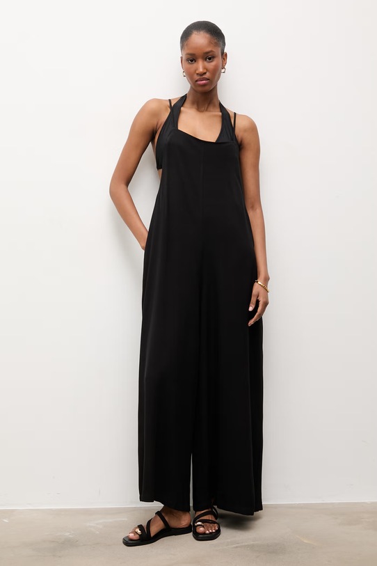 Answear.LAB kombinezon z domieszką lnu Q1033.hak czarny WS26