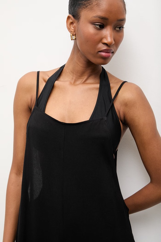 Answear.LAB kombinezon z domieszką lnu Q1033.hak czarny