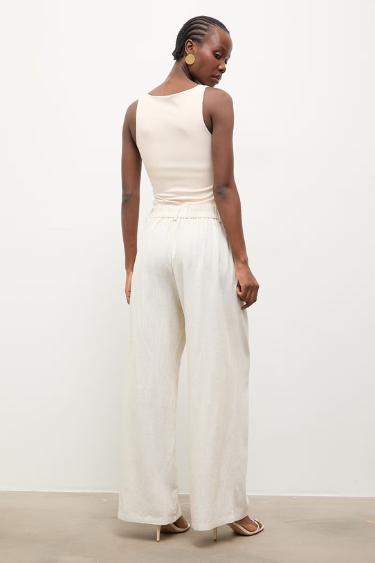 Ρούχα Answear.LAB Παντελόνι γυναικείο με λινό DB3702.hak μπεζ