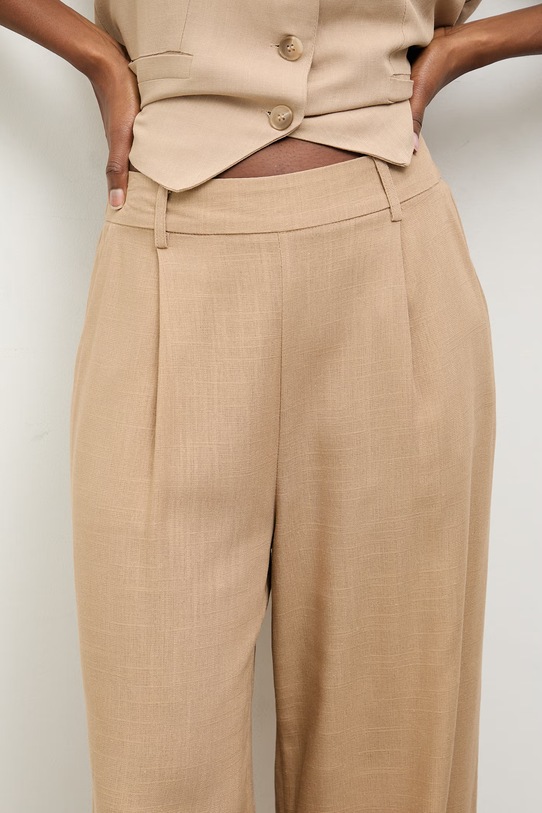 Answear.LAB spodnie damskie z lnem brązowy DB3702.hak