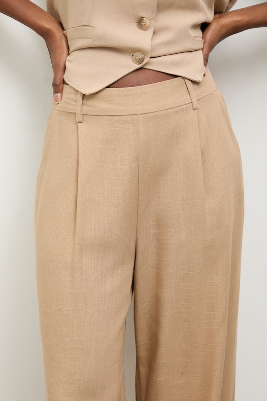 Answear.LAB spodnie damskie z lnem brązowy DB3702.hak