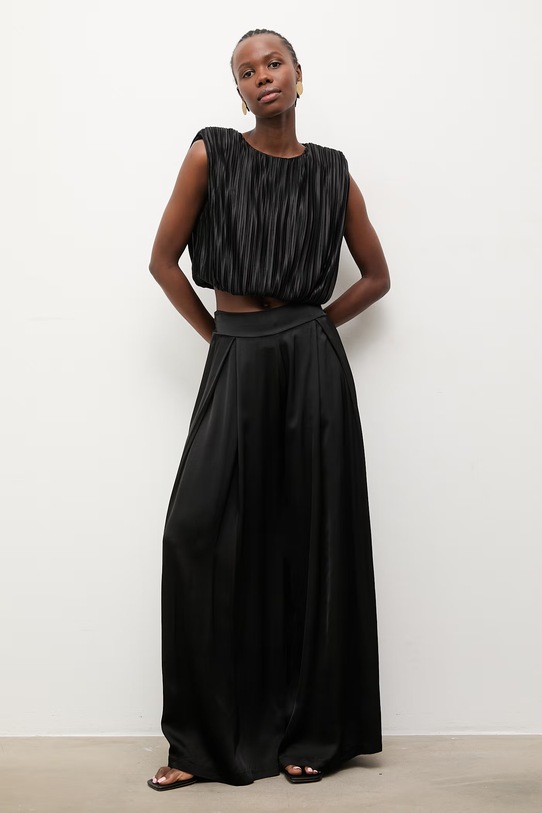 Answear.LAB spodnie damskie z wiskozy WS26-SPD008 czarny WS26