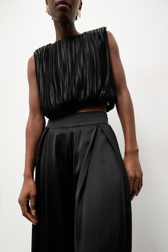 Answear.LAB spodnie damskie z wiskozy czarny WS26-SPD008