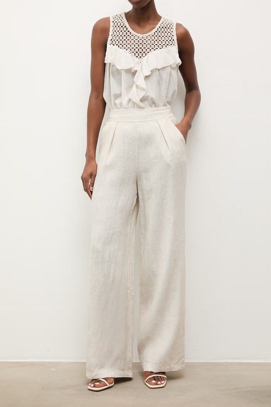 Answear.LAB spodnie damskie lniane WS26-SPD009 beżowy WS26