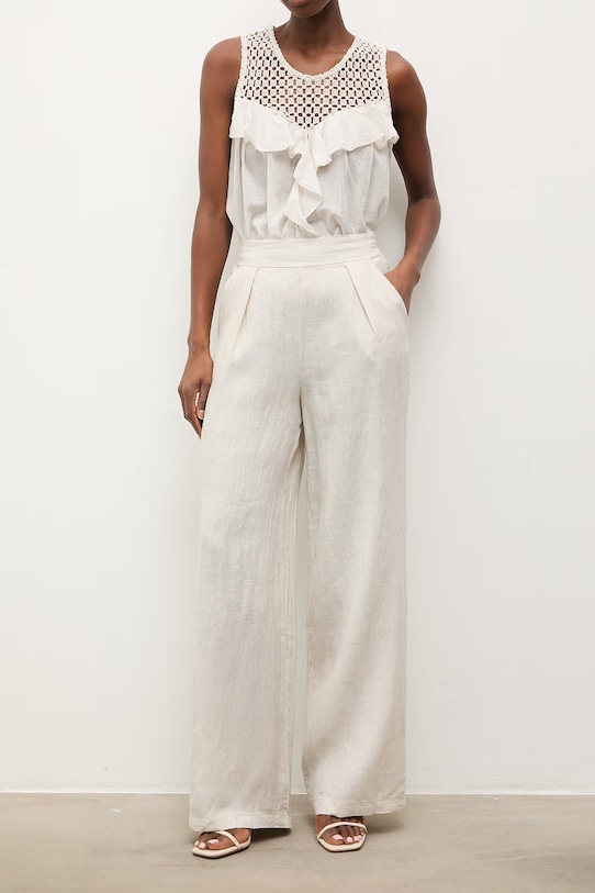 Answear.LAB spodnie damskie lniane WS26-SPD009 beżowy WS26