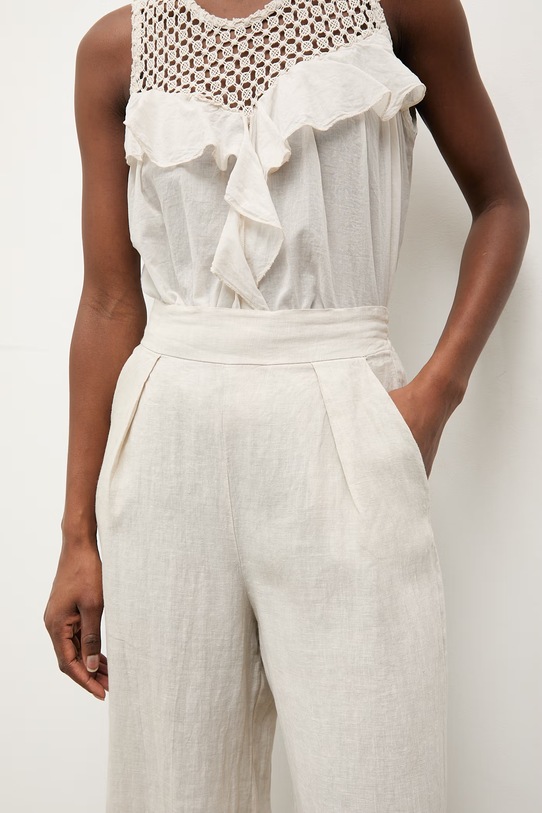 Answear.LAB spodnie damskie lniane WS26-SPD009 beżowy