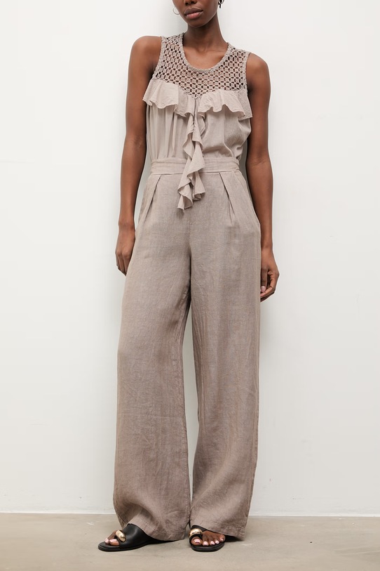 Answear.LAB spodnie damskie lniane WS26-SPD009 beżowy WS26