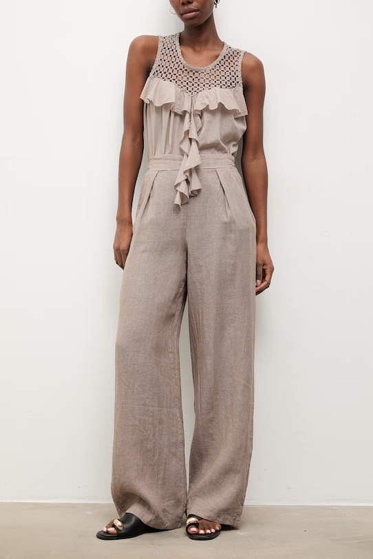 Answear.LAB spodnie damskie lniane WS26-SPD009 beżowy WS26