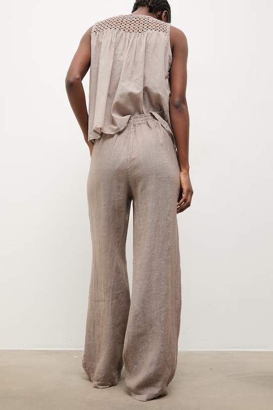 Odzież Answear.LAB spodnie damskie lniane WS26-SPD009 beżowy