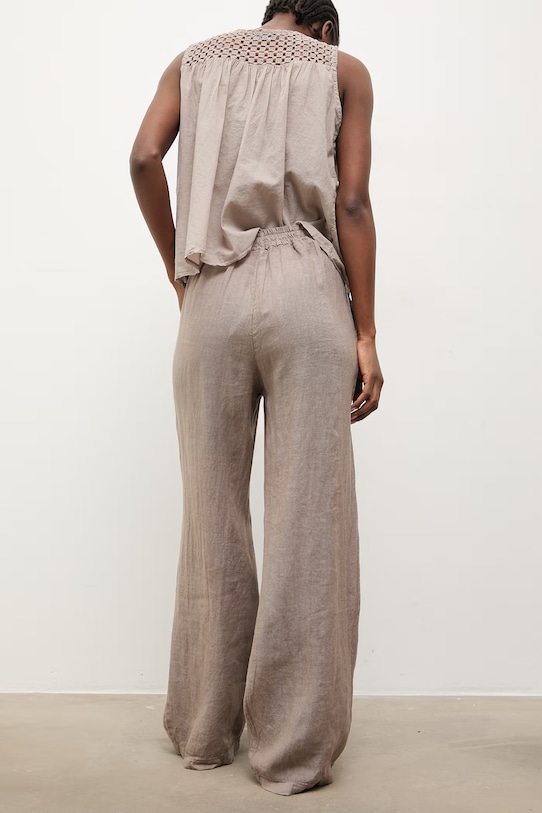 Odzież Answear.LAB spodnie damskie lniane WS26-SPD009 beżowy