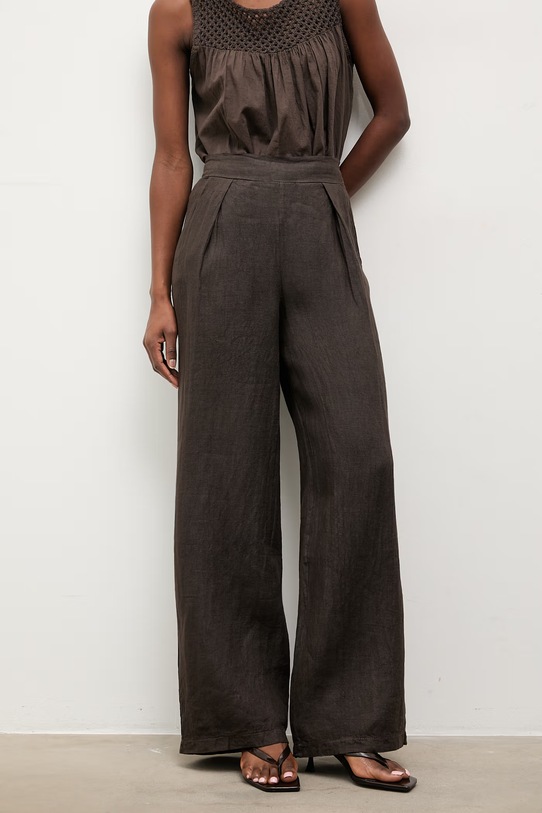 Answear.LAB spodnie damskie lniane WS26-SPD009 brązowy WS26