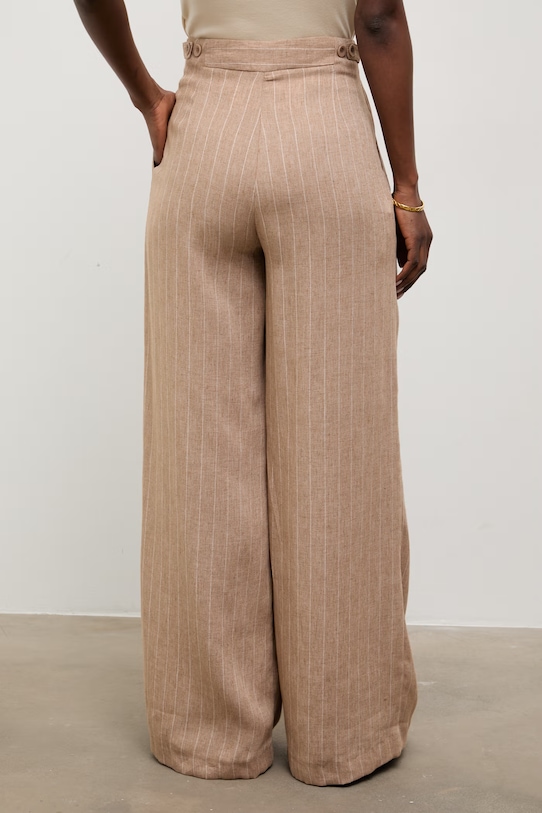 Одяг Answear.LAB штани-палаццо жіночі з додаванням льону WS26-SPD017 бежевий