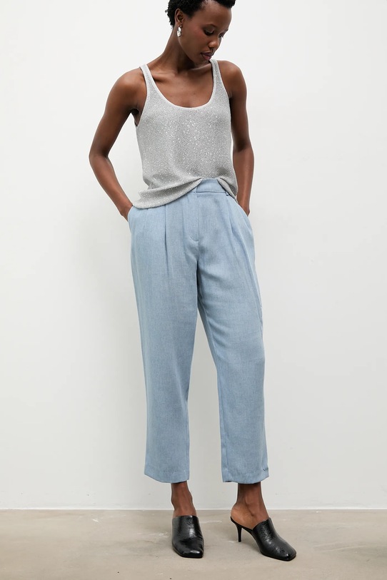 Ленен панталон Answear.LAB меланж син m.08501.hak