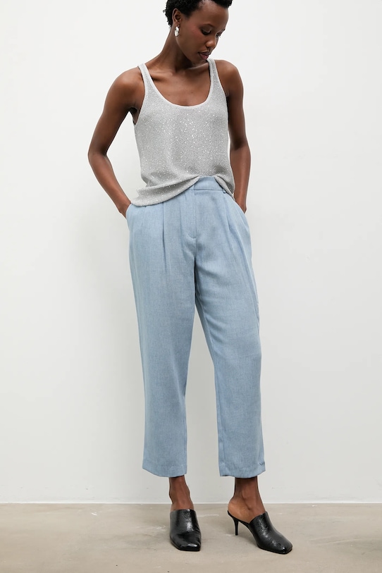 Ленен панталон Answear.LAB меланж син m.08501.hak