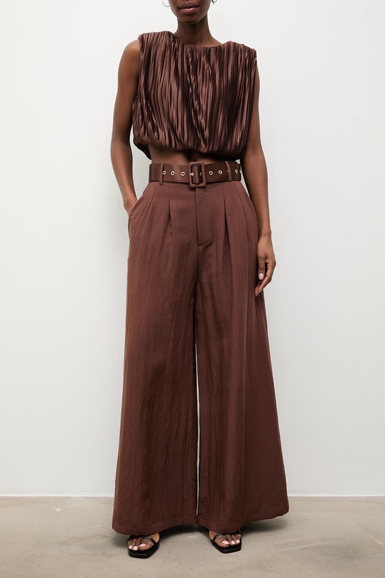 Answear.LAB spodnie damskie z lyocellem WS26-SPD038 brązowy WS26