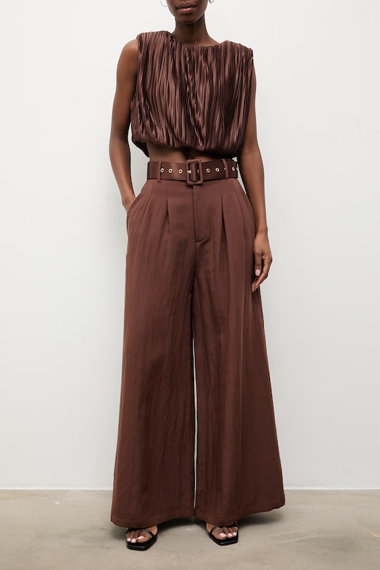 Answear.LAB spodnie damskie z lyocellem WS26-SPD038 brązowy WS26