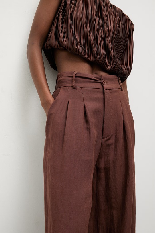 Answear.LAB spodnie damskie z lyocellem WS26-SPD038 brązowy
