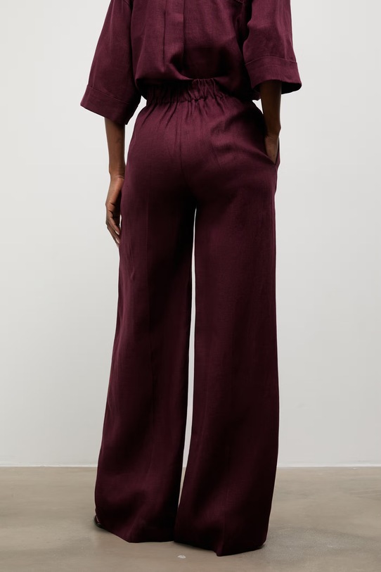 Odzież Answear.LAB spodnie damskie lniane PN1595 bordowy