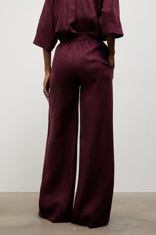Одежда Answear.LAB брюки для женщин из льна PN1595 бордо