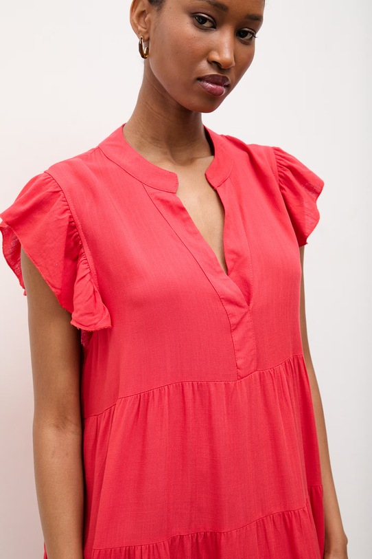 Answear.LAB sukienka z dodatkiem lnu ZY969.hak czerwony