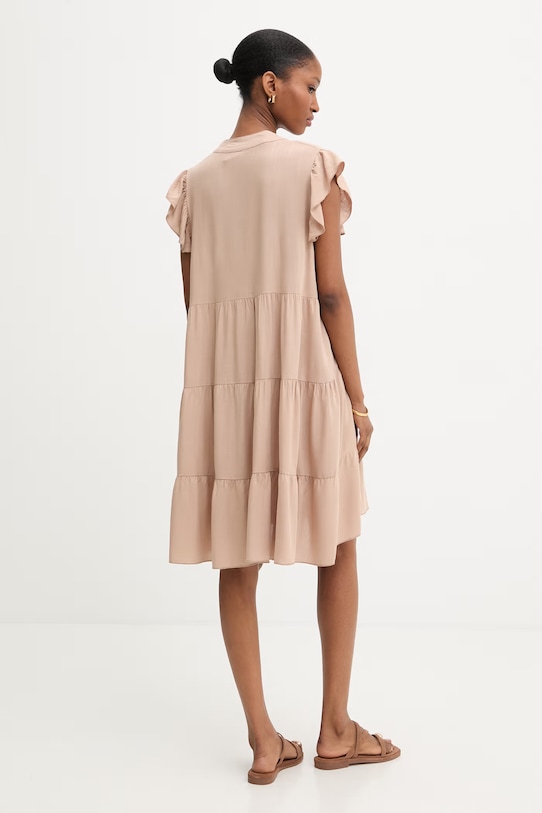 Odzież Answear.LAB sukienka z dodatkiem lnu ZY969.hak beżowy