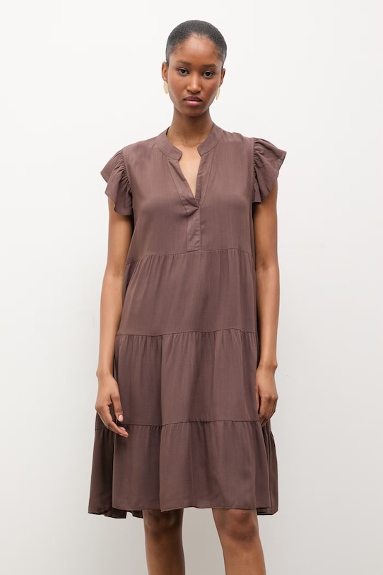 Answear.LAB sukienka z dodatkiem lnu ZY969.hak brązowy WS26