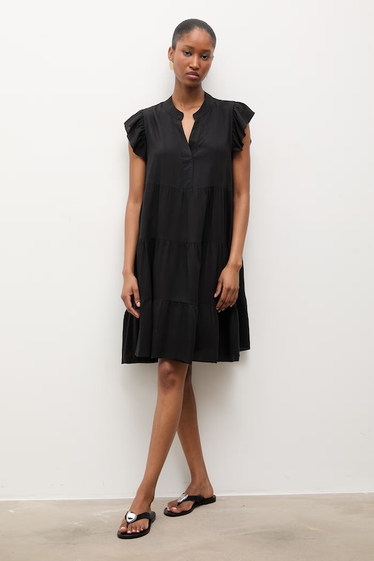 Answear.LAB sukienka z dodatkiem lnu ZY969.hak czarny WS26