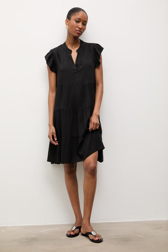 Answear.LAB sukienka z dodatkiem lnu czarny ZY969.hak