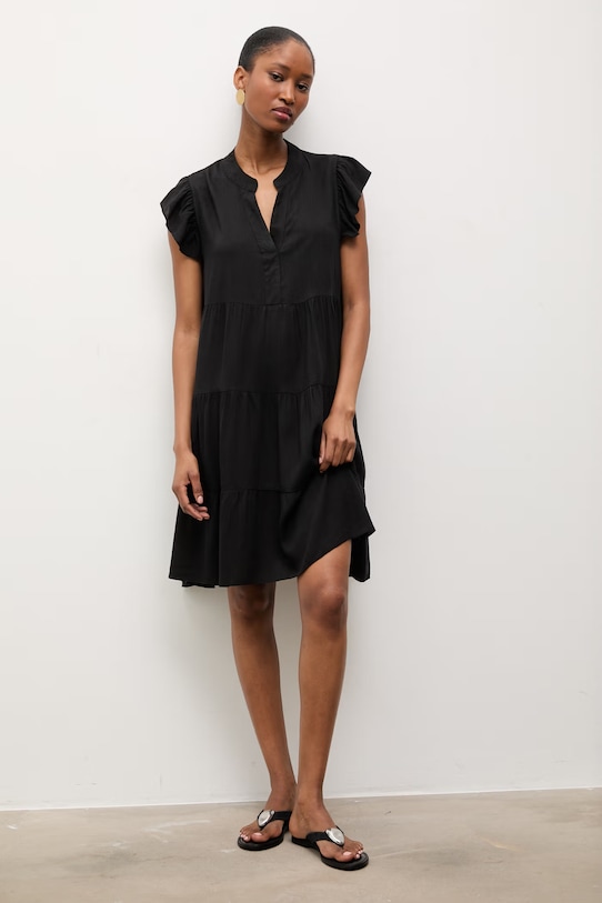 Answear.LAB sukienka z dodatkiem lnu czarny ZY969.hak