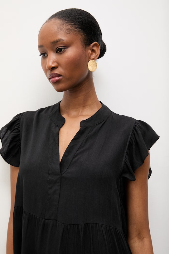 Answear.LAB sukienka z dodatkiem lnu ZY969.hak czarny