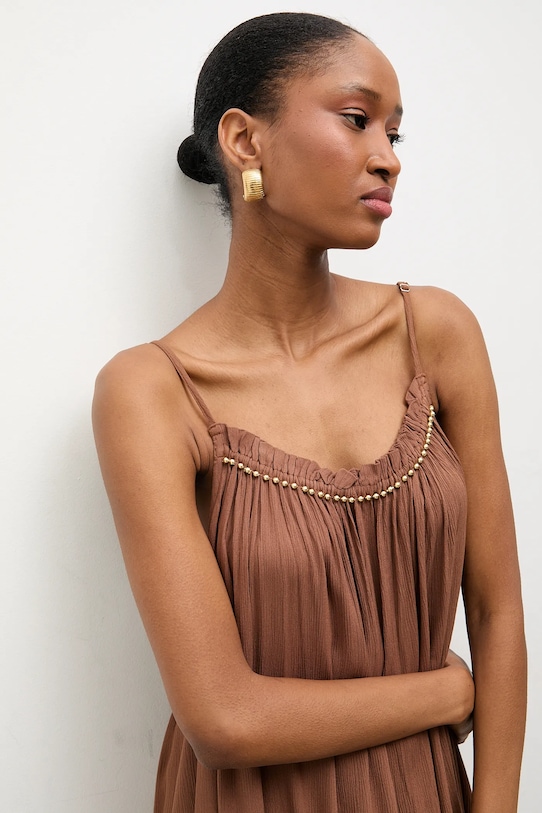 Answear.LAB sukienka wiskozowa brązowy Africa.hak