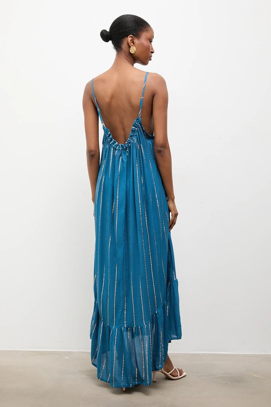 Odzież Answear.LAB sukienka wiskozowa Africa.oro.hak turkusowy