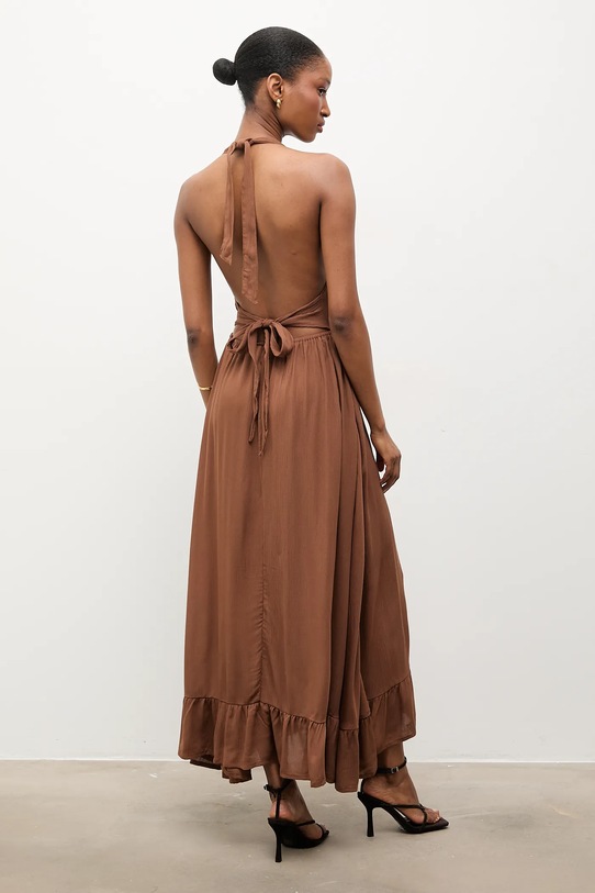 Odzież Answear.LAB sukienka Nerea.hak brązowy